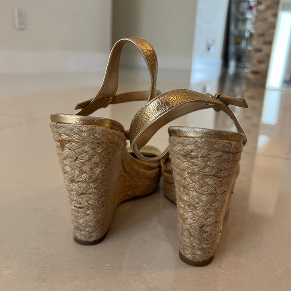 Michael Kors Metallic Gold Wedge Sandals - Picture 9 of 11